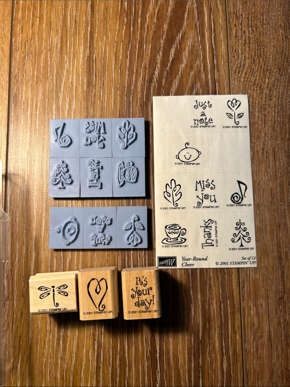 Stampin' Up! Year Round Cheer 12 pc Stamp Set. Only 3 are mounted.